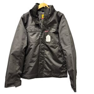 CAT Caterpillar Jacket Mens Large Black Insulated Work Twill Water Resistant NEW